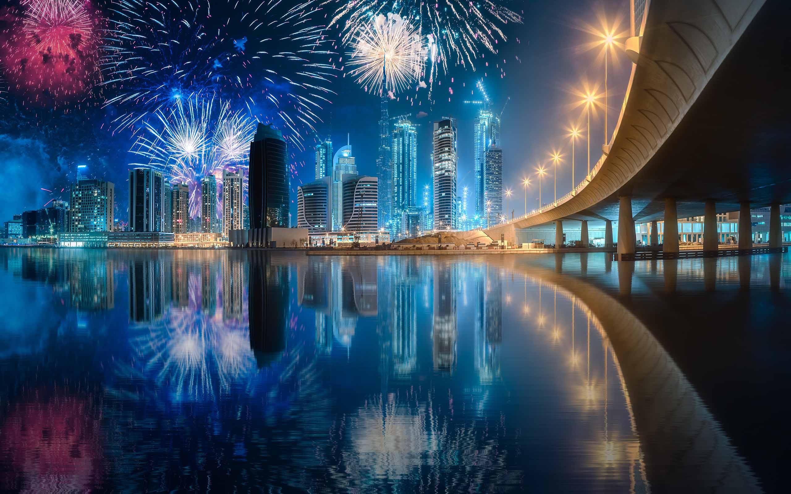 beautiful fireworks for a dubai event