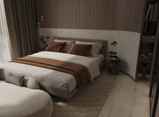 modern cozy bedroom with neutral colors and natural light