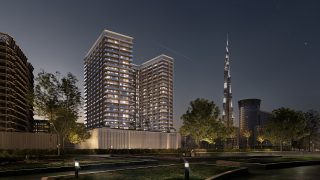 binghatti ghost apartments night skyline view