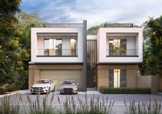 modern two story luxury villa front view