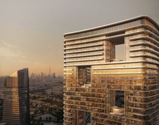 modern high rise residential building with panoramic city views