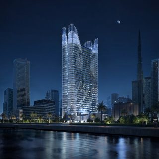 modern skyscraper skyhall night dubai skyline