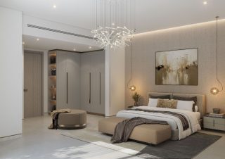 luxurious master bedroom with plush bed and modern decor