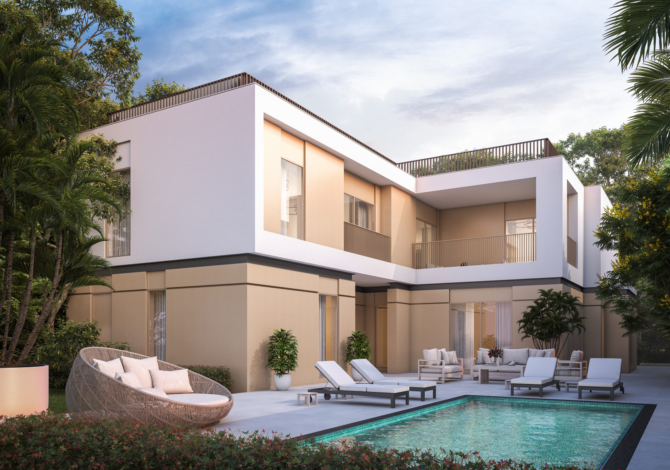 modern four bedroom villa with courtyard and pool